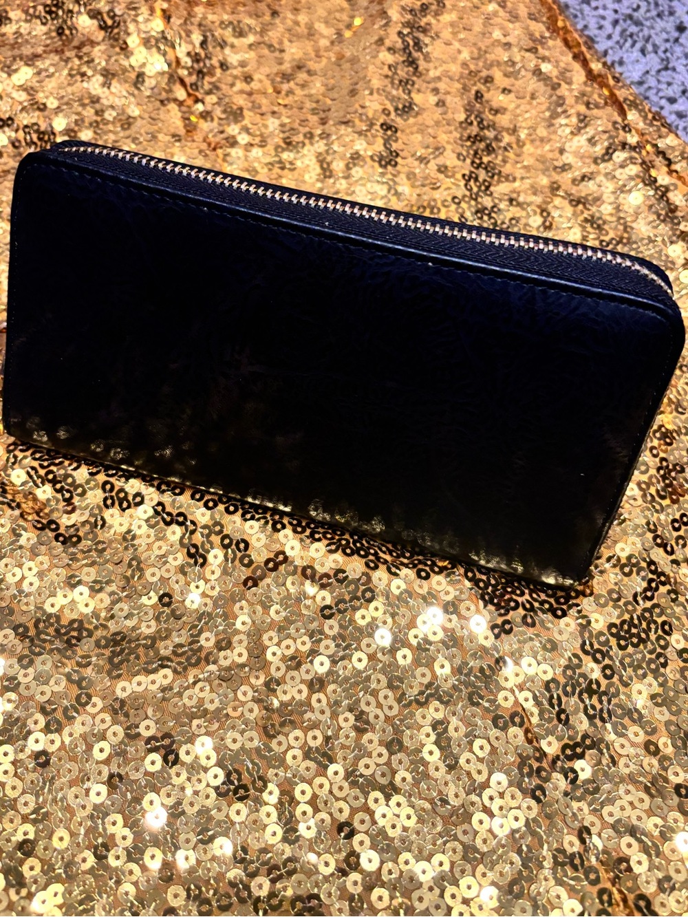 Sleek Black Zip-Around Wallet